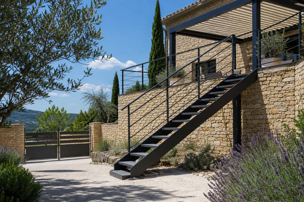 Escalier métallique extérieur : conception, finitions et entretien